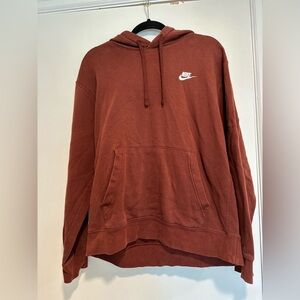 Nike Men's/ Unisex Large Chocolate Red/brown Embroidered Swoosh Logo Hoodie.